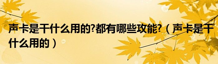 声卡是干什么用的?都有哪些攻能?（声卡是干什么用的）