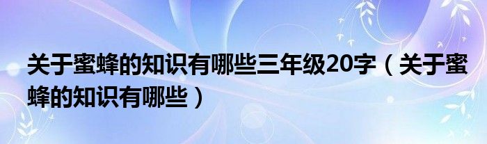 关于蜜蜂的知识有哪些三年级20字（关于蜜蜂的知识有哪些）