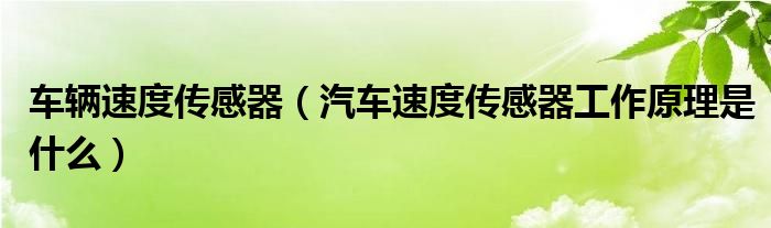 车辆速度传感器（汽车速度传感器工作原理是什么）