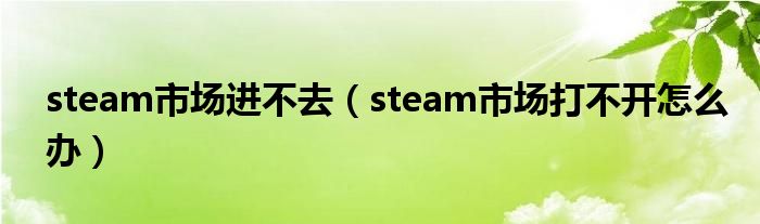 steam市场进不去（steam市场打不开怎么办）