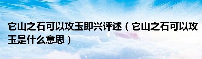 它山之石可以攻玉即兴评述（它山之石可以攻玉是什么意思）