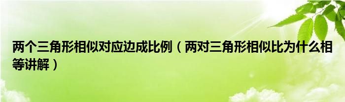 两个三角形相似对应边成比例（两对三角形相似比为什么相等讲解）