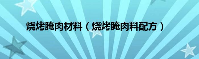 烧烤腌肉材料（烧烤腌肉料配方）