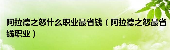 阿拉德之怒什么职业最省钱（阿拉德之怒最省钱职业）