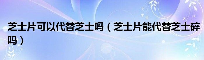 芝士片可以代替芝士吗（芝士片能代替芝士碎吗）