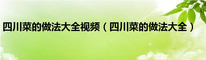 四川菜的做法大全视频（四川菜的做法大全）