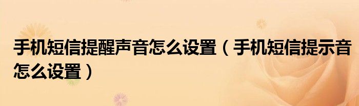 手机短信提醒声音怎么设置（手机短信提示音怎么设置）