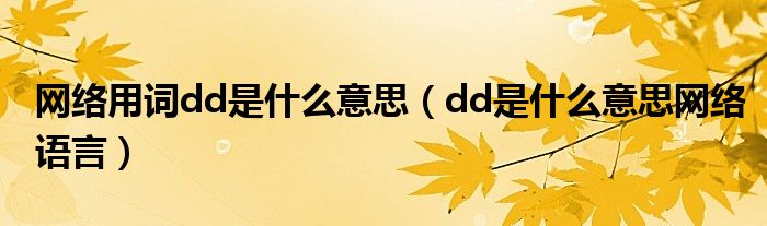 网络用词dd是什么意思（dd是什么意思网络语言）