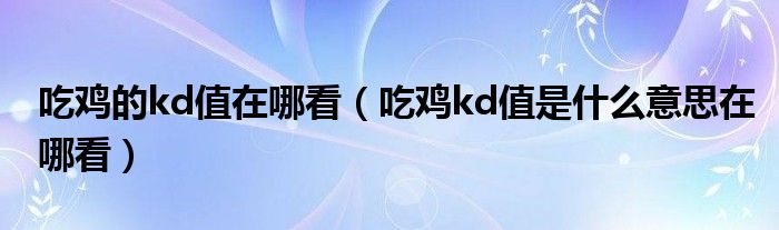 吃鸡的kd值在哪看（吃鸡kd值是什么意思在哪看）