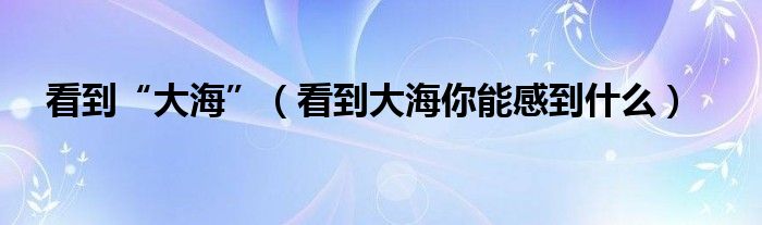 看到“大海”（看到大海你能感到什么）