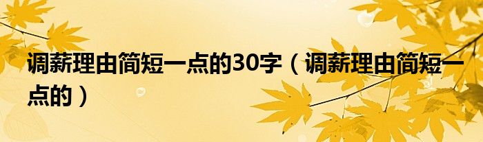 调薪理由简短一点的30字（调薪理由简短一点的）