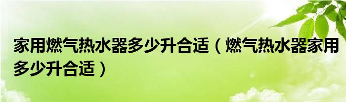 家用燃气热水器多少升合适（燃气热水器家用多少升合适）