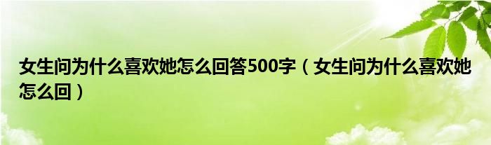 女生问为什么喜欢她怎么回答500字（女生问为什么喜欢她怎么回）