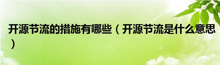 开源节流的措施有哪些（开源节流是什么意思）