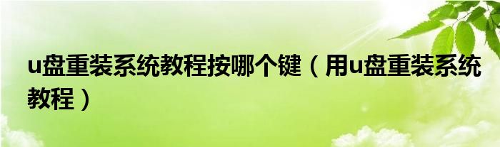 u盘重装系统教程按哪个键（用u盘重装系统教程）