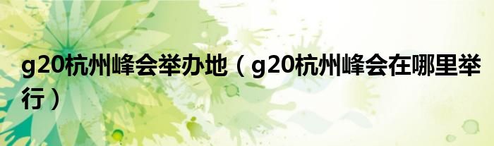 g20杭州峰会举办地（g20杭州峰会在哪里举行）