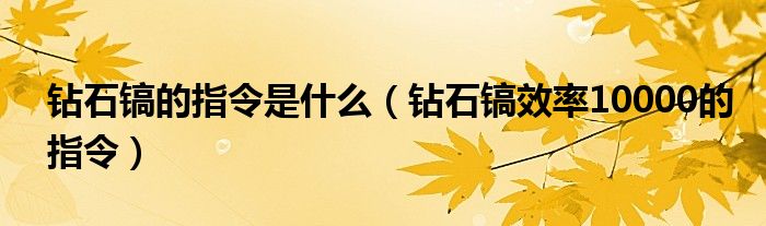 钻石镐的指令是什么（钻石镐效率10000的指令）