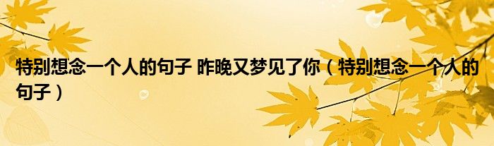 特别想念一个人的句子 昨晚又梦见了你（特别想念一个人的句子）