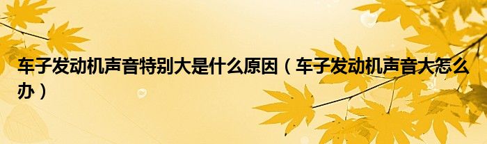 车子发动机声音特别大是什么原因（车子发动机声音大怎么办）