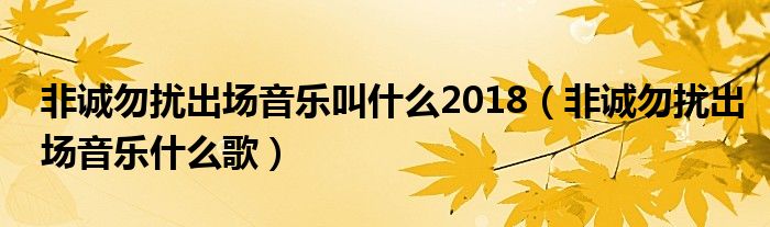 非诚勿扰出场音乐叫什么2018（非诚勿扰出场音乐什么歌）