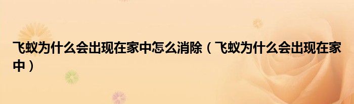 飞蚁为什么会出现在家中怎么消除（飞蚁为什么会出现在家中）