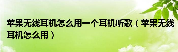 苹果无线耳机怎么用一个耳机听歌（苹果无线耳机怎么用）