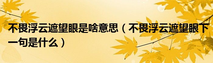 不畏浮云遮望眼是啥意思（不畏浮云遮望眼下一句是什么）