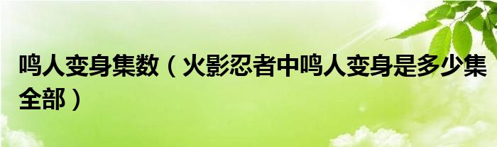 鸣人变身集数（火影忍者中鸣人变身是多少集全部）