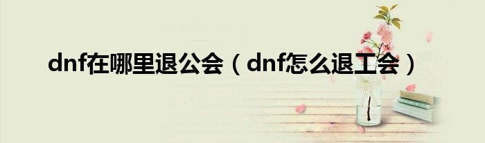 dnf在哪里退公会（dnf怎么退工会）