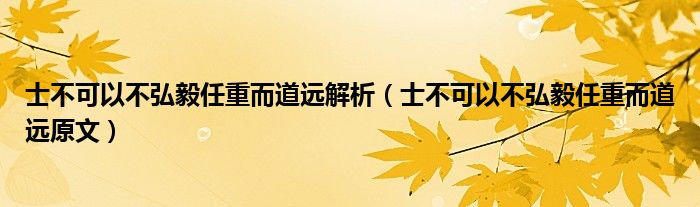 士不可以不弘毅任重而道远解析（士不可以不弘毅任重而道远原文）