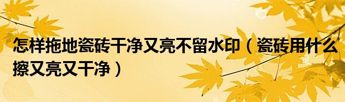 怎样拖地瓷砖干净又亮不留水印（瓷砖用什么擦又亮又干净）