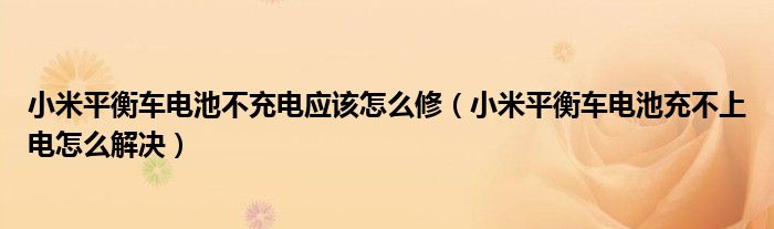 小米平衡车电池不充电应该怎么修（小米平衡车电池充不上电怎么解决）