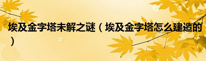 埃及金字塔未解之谜（埃及金字塔怎么建造的）