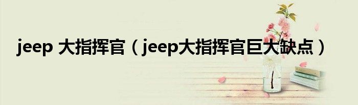 jeep 大指挥官（jeep大指挥官巨大缺点）