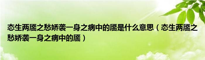 态生两靥之愁娇袭一身之病中的靥是什么意思（态生两靥之愁娇袭一身之病中的靥）