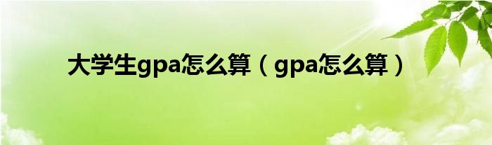 大学生gpa怎么算（gpa怎么算）