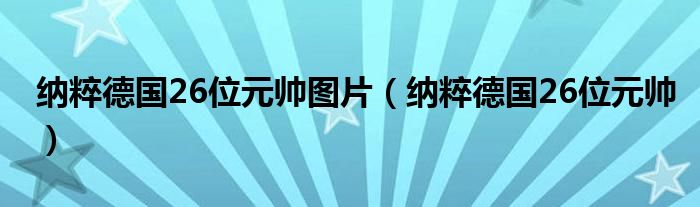 纳粹德国26位元帅图片（纳粹德国26位元帅）