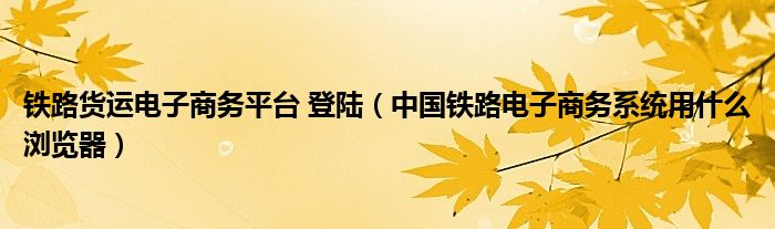 铁路货运电子商务平台 登陆（中国铁路电子商务系统用什么浏览器）