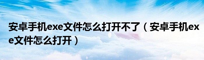 安卓手机exe文件怎么打开不了（安卓手机exe文件怎么打开）