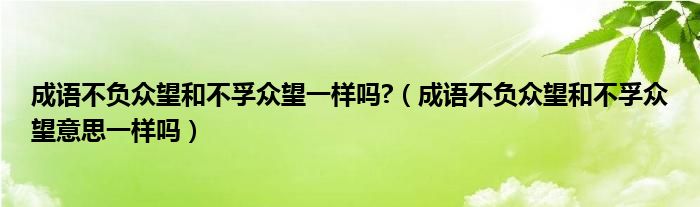 成语不负众望和不孚众望一样吗?（成语不负众望和不孚众望意思一样吗）