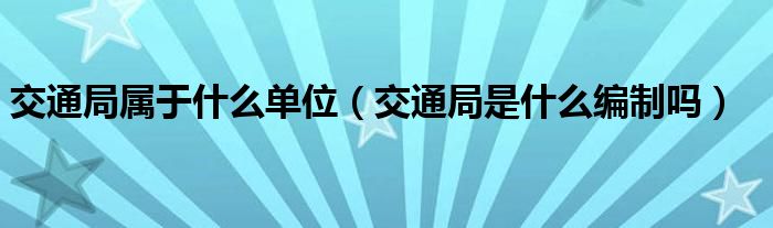 交通局属于什么单位（交通局是什么编制吗）