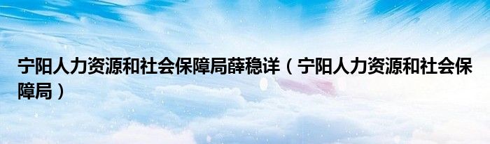 宁阳人力资源和社会保障局薛稳详（宁阳人力资源和社会保障局）