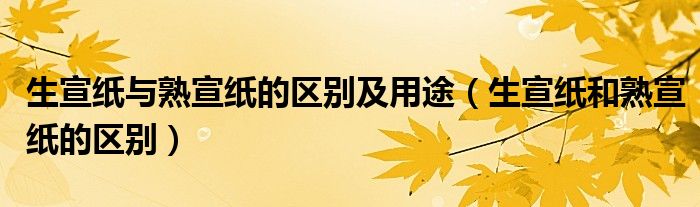 生宣纸与熟宣纸的区别及用途（生宣纸和熟宣纸的区别）