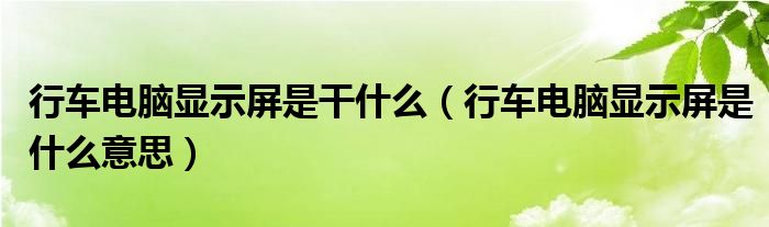 行车电脑显示屏是干什么（行车电脑显示屏是什么意思）