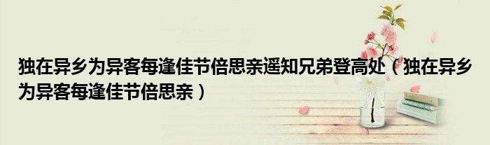 独在异乡为异客每逢佳节倍思亲遥知兄弟登高处（独在异乡为异客每逢佳节倍思亲）