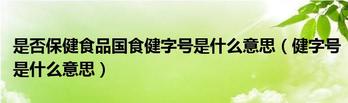 是否保健食品国食健字号是什么意思（健字号是什么意思）