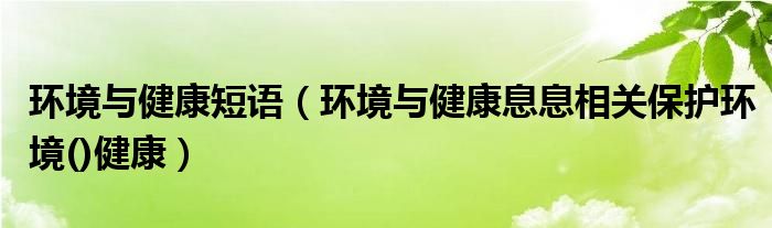 环境与健康短语（环境与健康息息相关保护环境()健康）