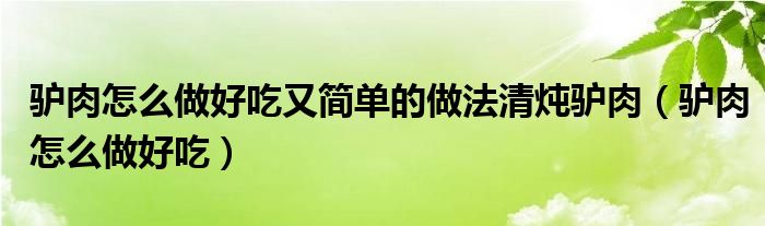 驴肉怎么做好吃又简单的做法清炖驴肉（驴肉怎么做好吃）