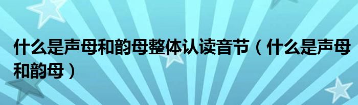 什么是声母和韵母整体认读音节（什么是声母和韵母）