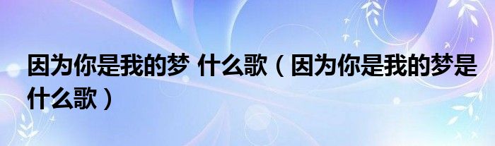 因为你是我的梦 什么歌（因为你是我的梦是什么歌）